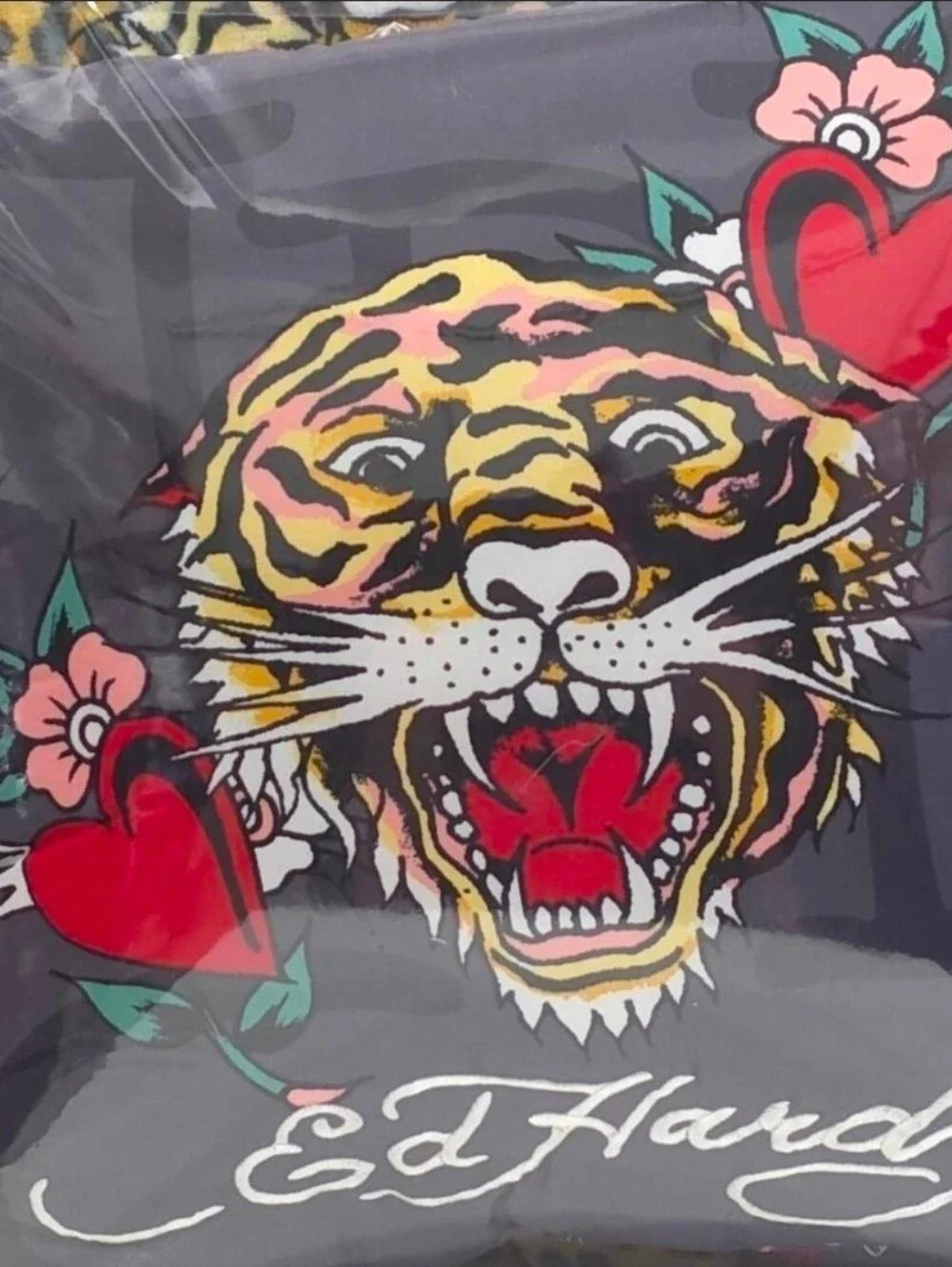 Ed Hardy KING 4 Piece Leopard Tiger Reversible Plush Comforter Set New